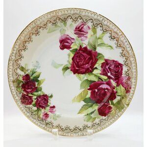 Antique Plate St. P. M. Ilse Bavaria With Red Rose Floral & Gold Trim 1920-1933